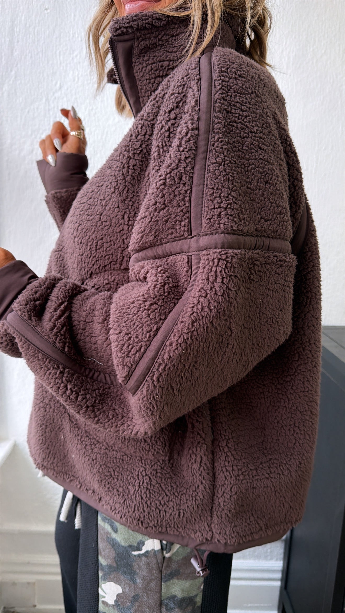 The Summit Quarter Zip Sherpa, Espresso