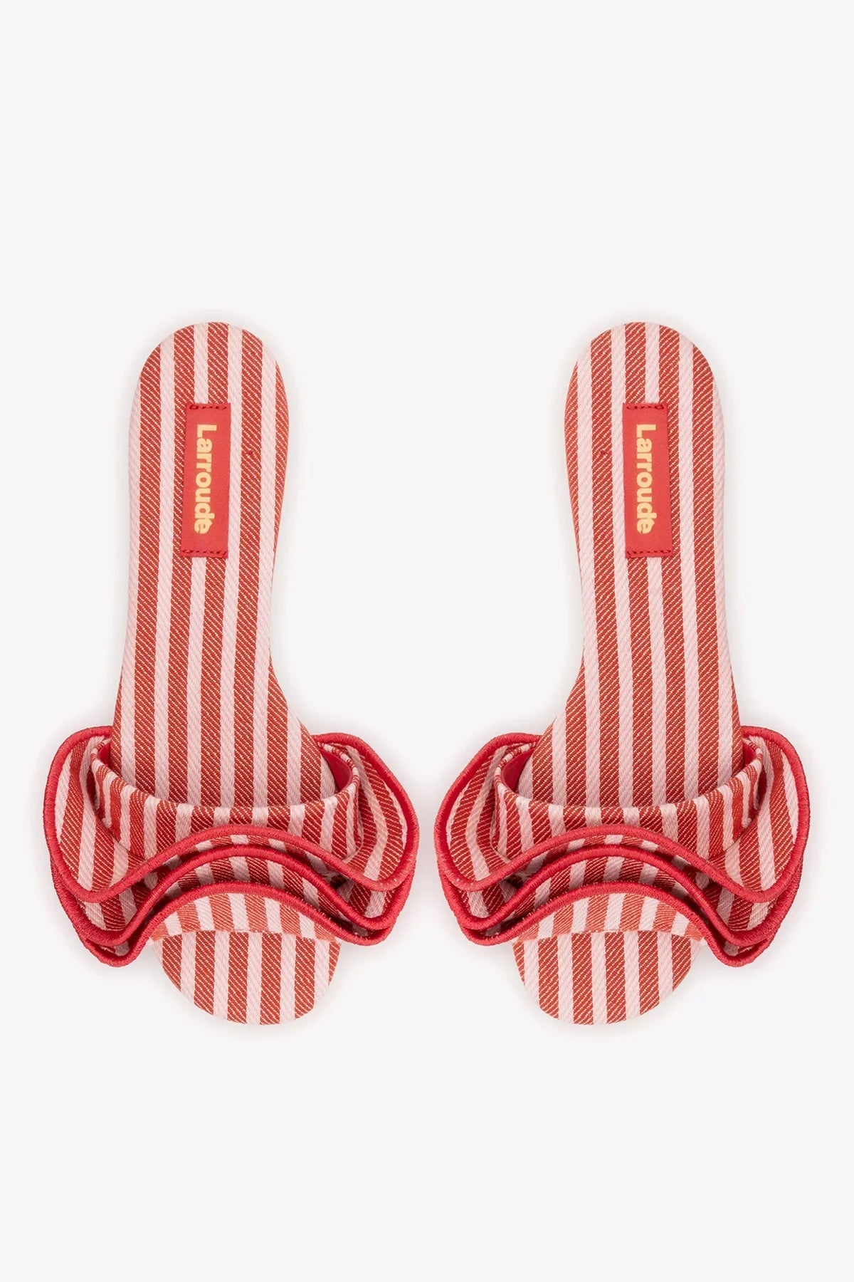 Ivy Ruffle Flat Carmine Striped Canva