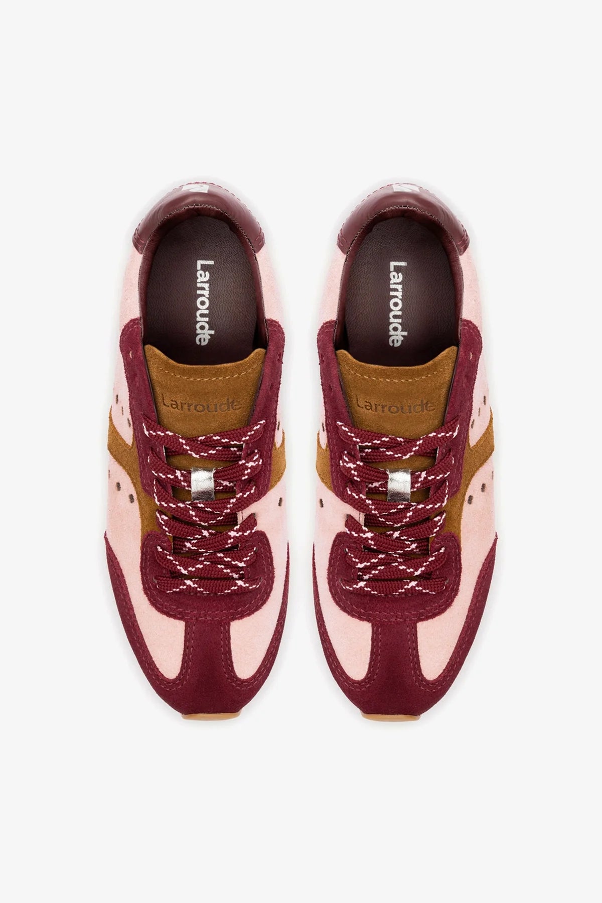 Stella Sneaker In Tulip, Russet and Wine Suede and Silver Metallic Leather