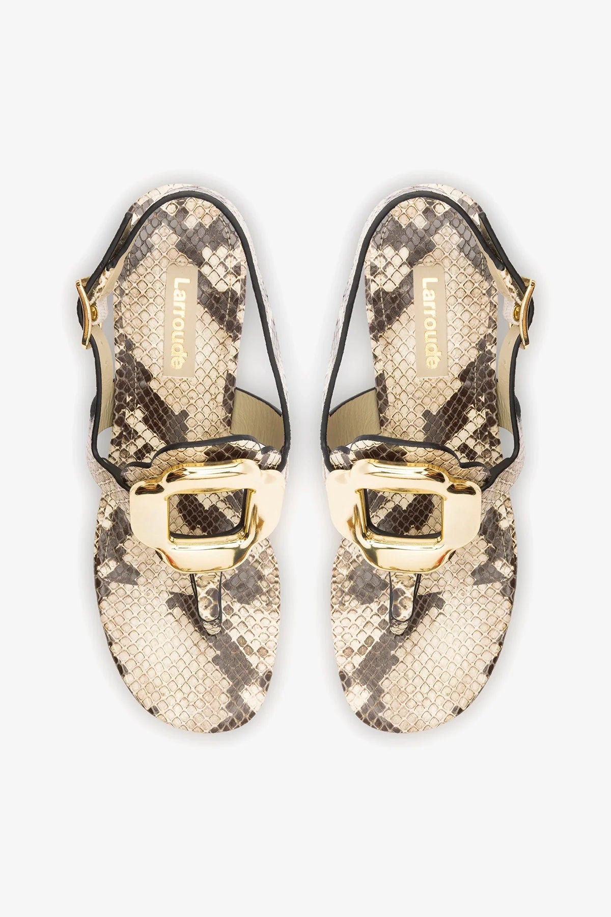 Margherita Block Thong Sandal Snake Leather
