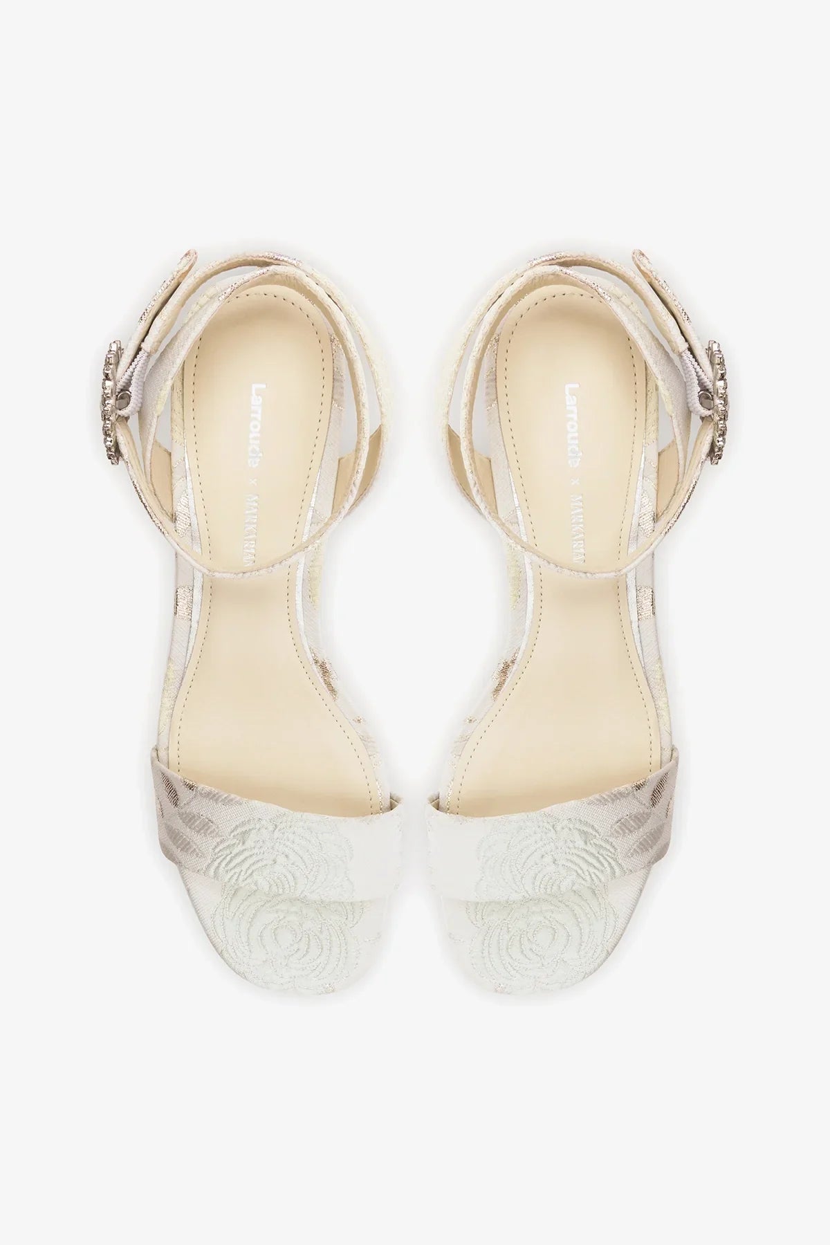 Larroudé x Markarian: Dolly Low Sandal Ivory Brocade