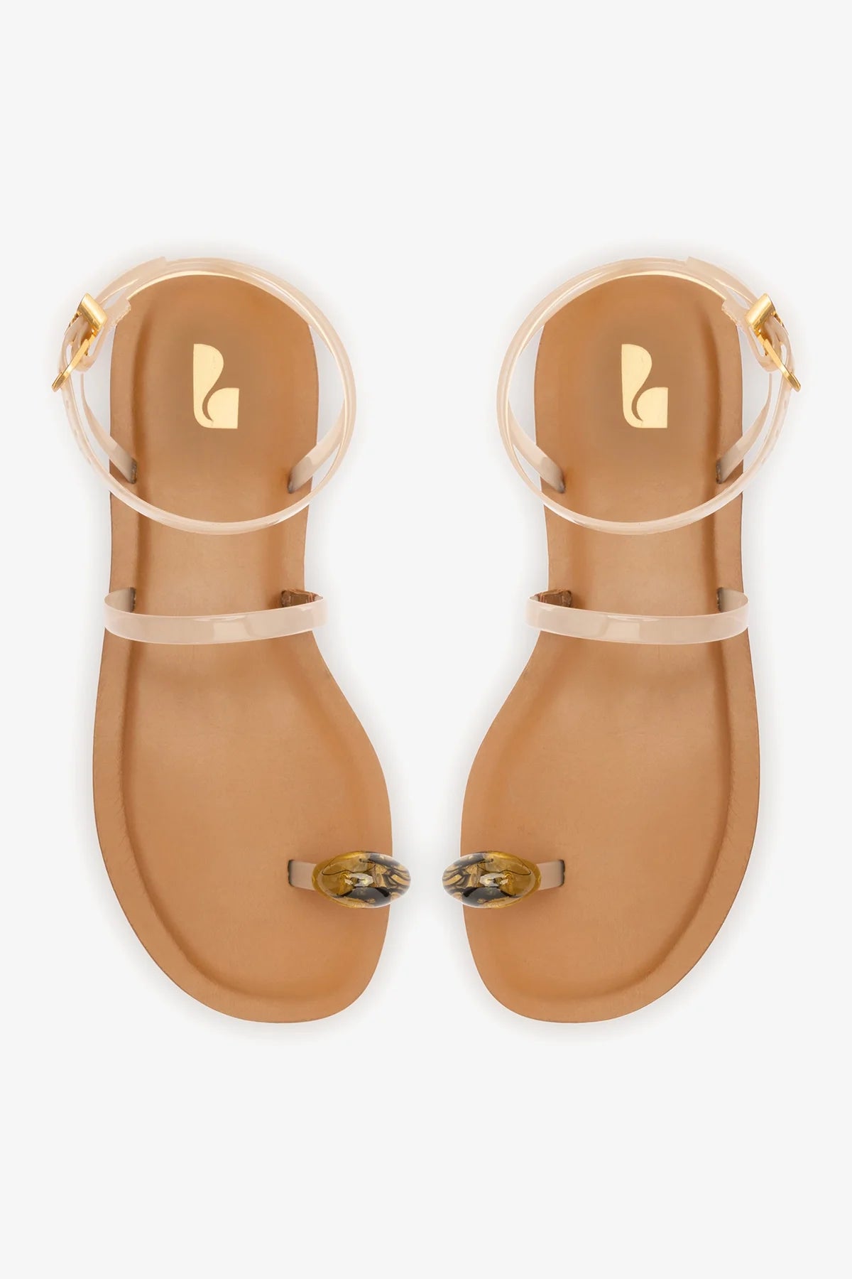 Biarritz Jelly Flat Sandal In Ivory Vinyl