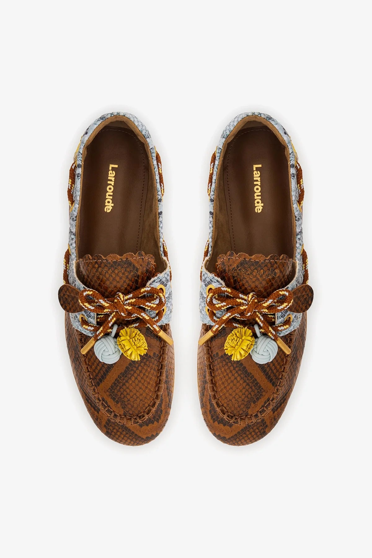 Cyprus Boat Shoe In Oud, Maya and Lemonade Python Embossed Leather