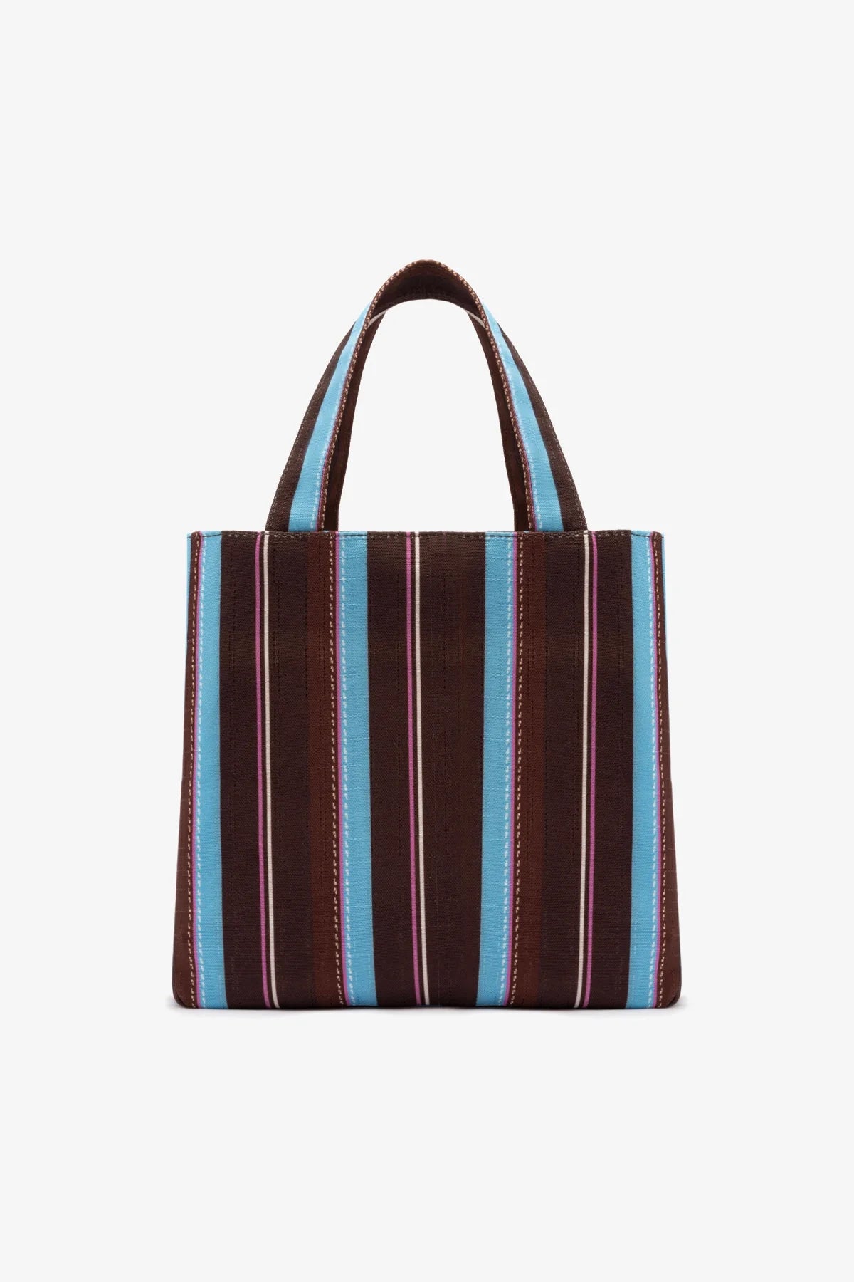 Poppy Mini Tote Bag In Brown And Azure Raffia