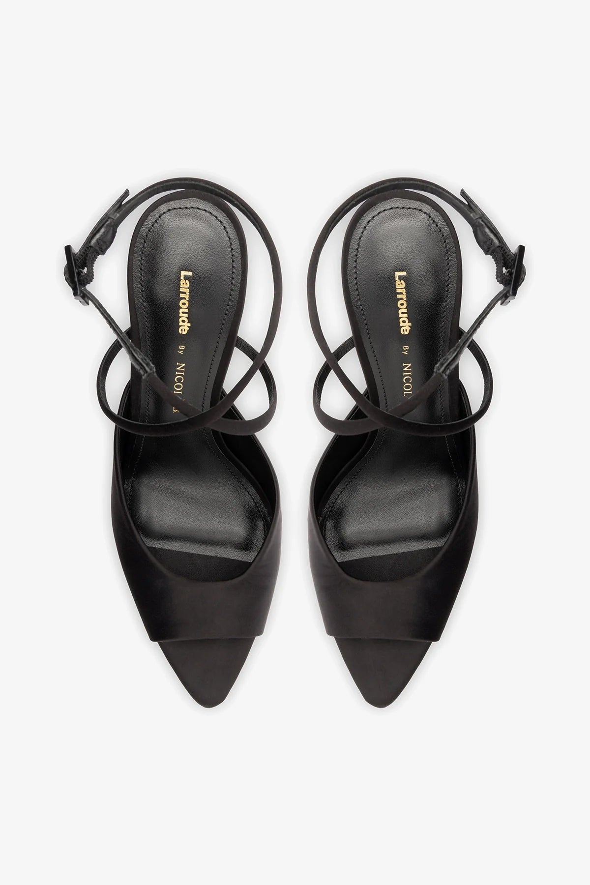 Larroudé x Nicolò B.: Lola Sandal Black Satin