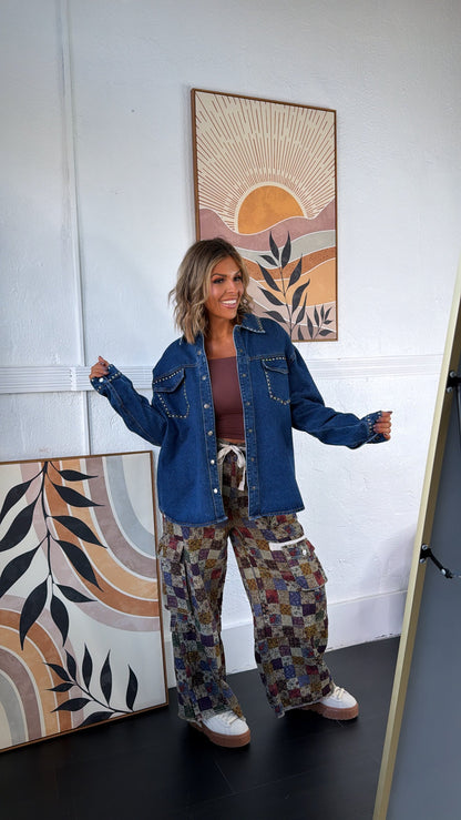 Western Halo Studded Jacket, denim