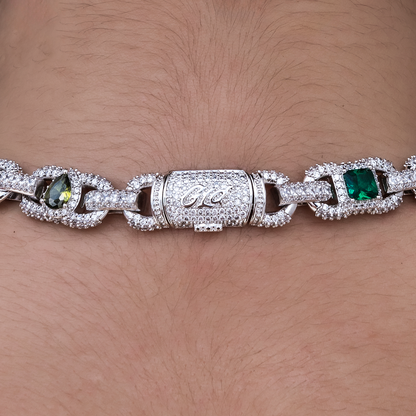 Diamond Multicolor Cluster Mariner Necklace + Bracelet Bundle in White Gold