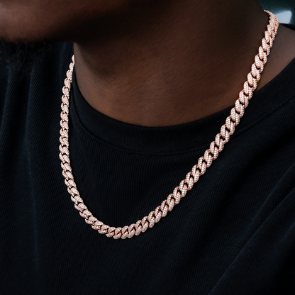 Diamond Prong Cuban Bracelet in White Gold- 8.5mm