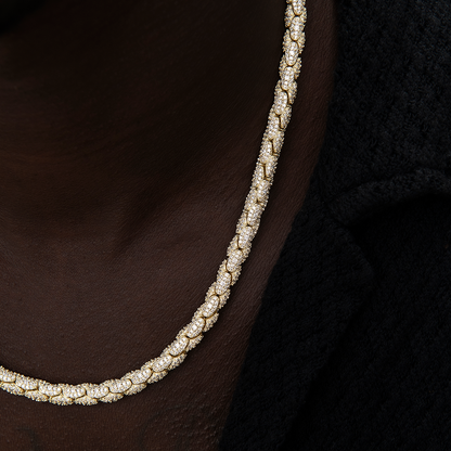 Diamond Pave Snake Link Chain in Yellow Gold- 6mm