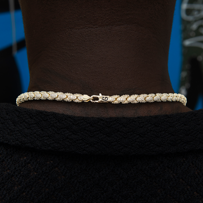 Diamond Pave Snake Link Chain in Yellow Gold- 6mm