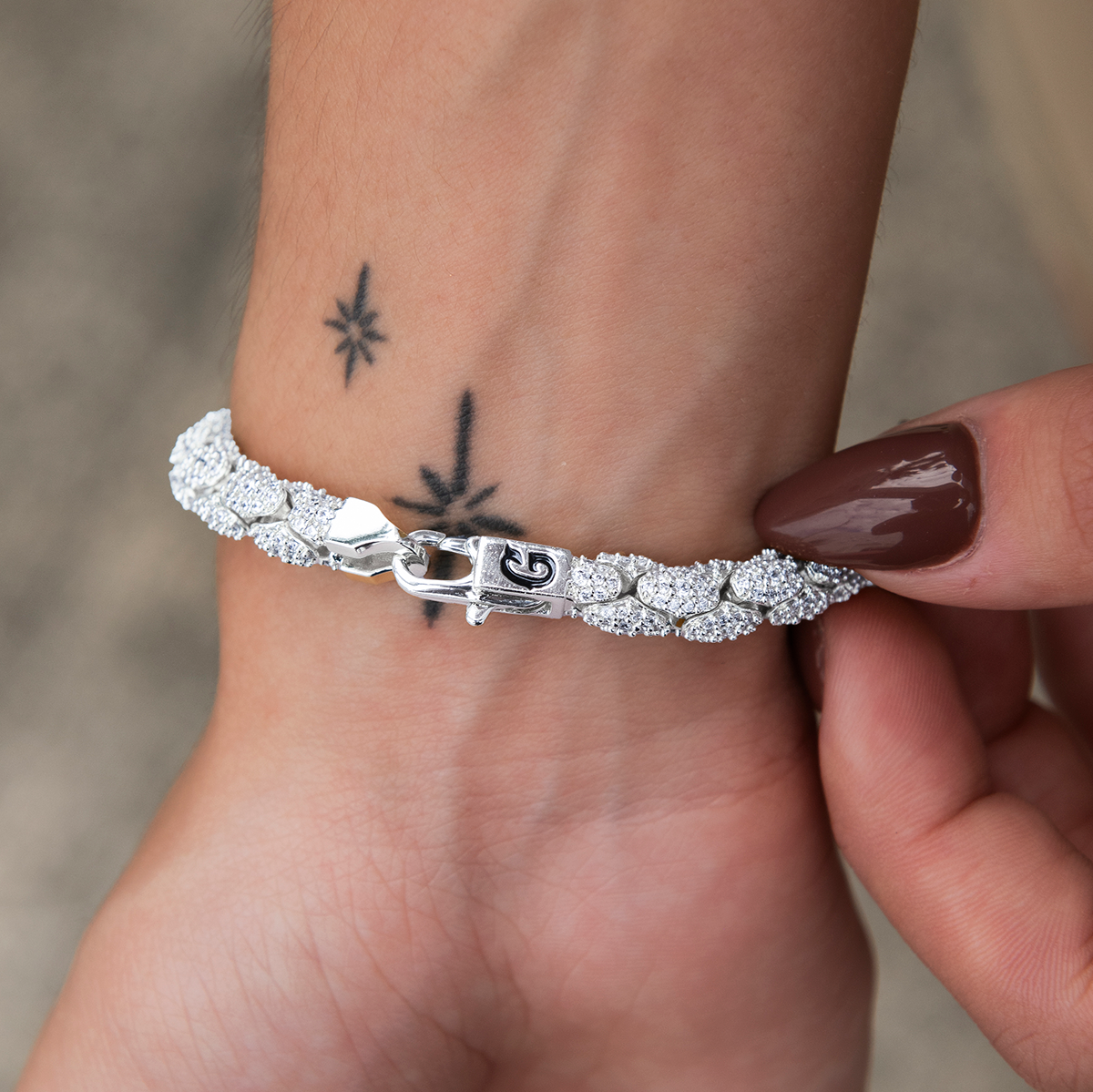 Diamond Pave Snake Link Necklace + Bracelet Bundle in White Gold- 6mm