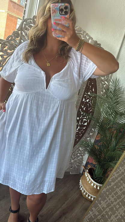 True Beauty Bubble Sleeve Mini Dress, White