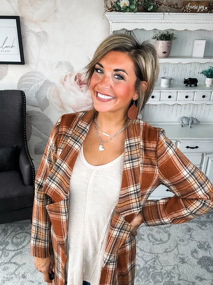 In The Air Plaid Jacket - Rust