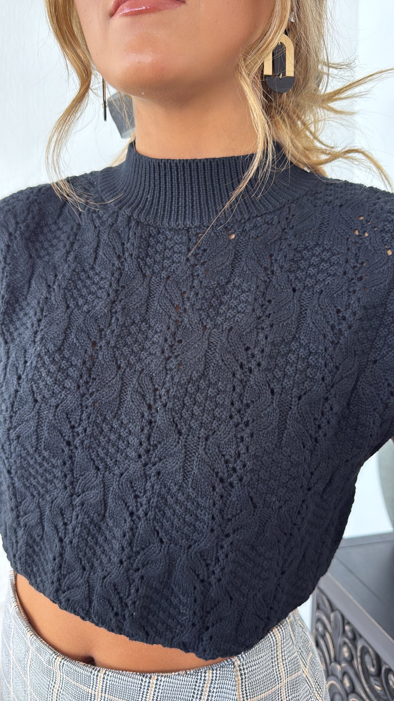 Soft Tone Knit Sweater Tank, Black