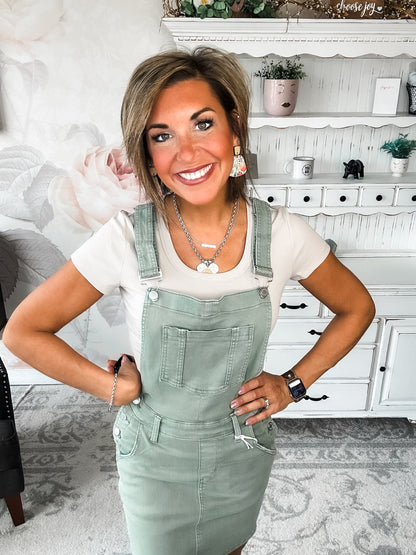 Judy Blue Garment Dyed Overall Skirt - Sage