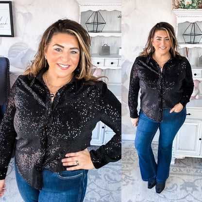 Just For Tonight Button Down - Black