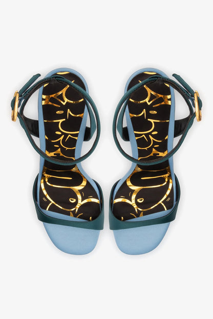 Freya Sandal Teal Satin