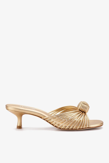 Valerie Mule In Gold Metallic Leather