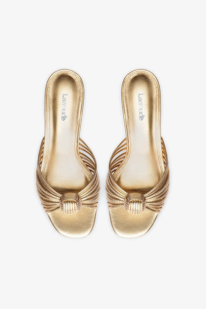 Valerie Mule In Gold Metallic Leather