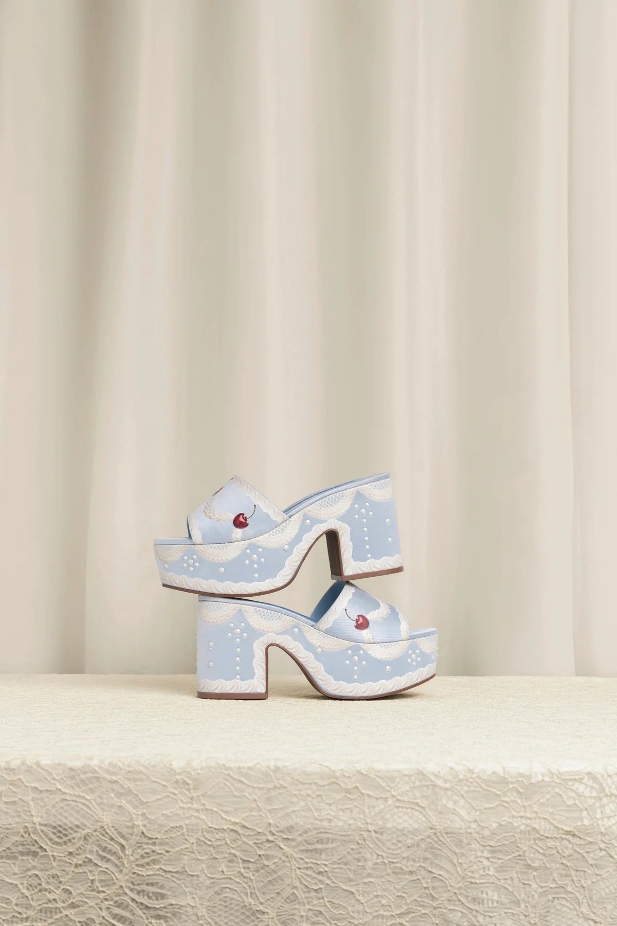 Larroudé x Tanner Fletcher: Miso Cake Mule Blue Satin