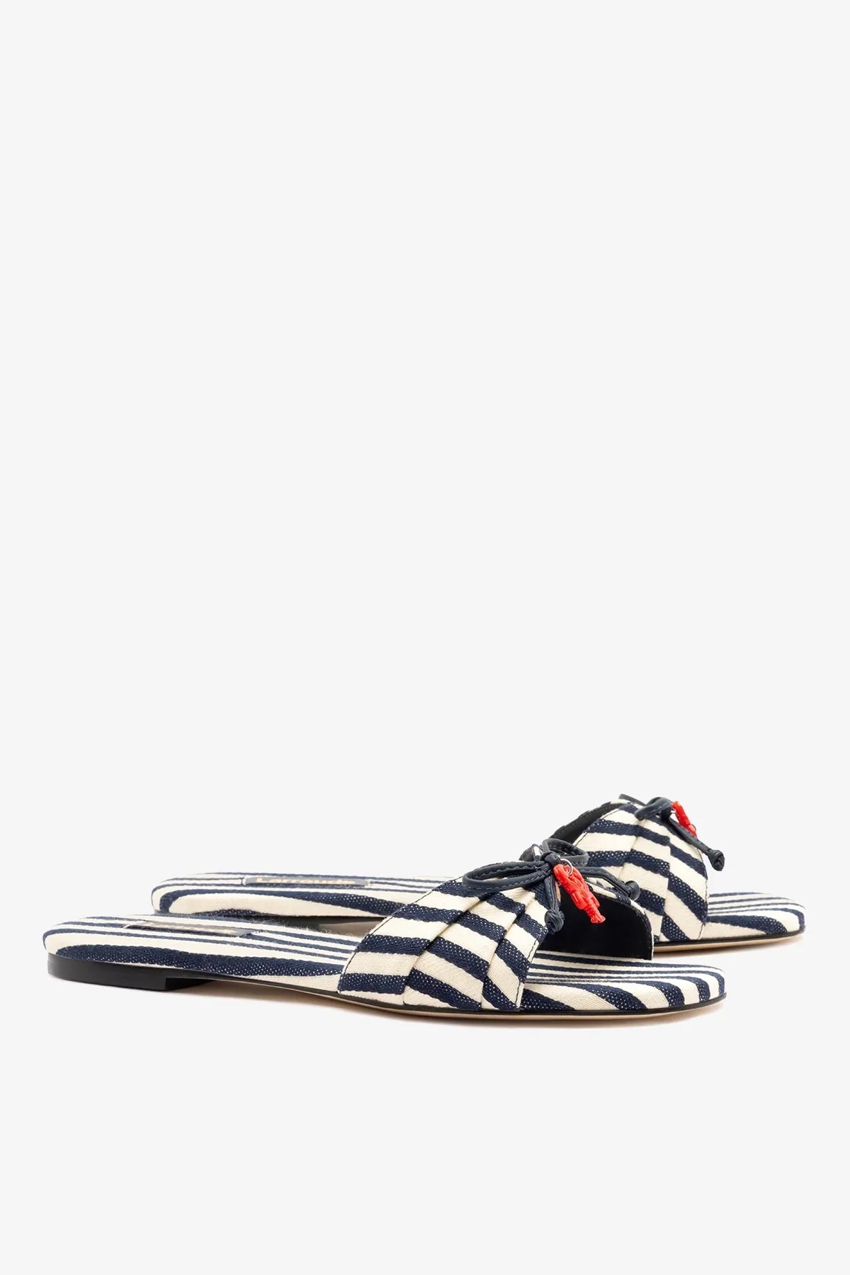 Bardot Flat Navy Striped Canvas