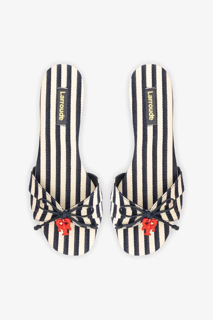 Bardot Flat Navy Striped Canvas
