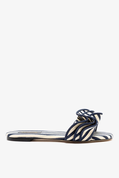 Ivy Ruffle Flat Navy Striped Canva