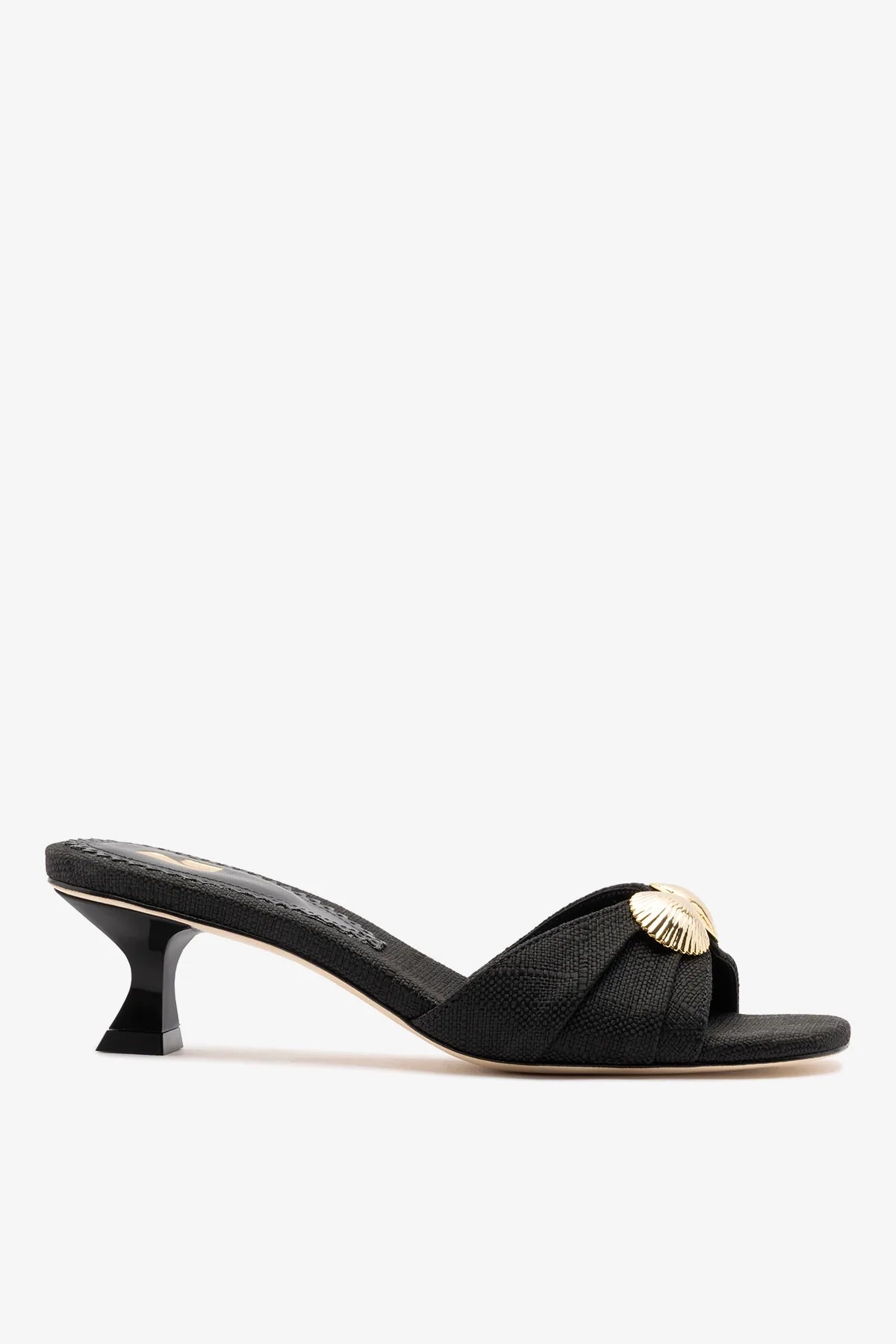 Coquile Mule Black Raffia