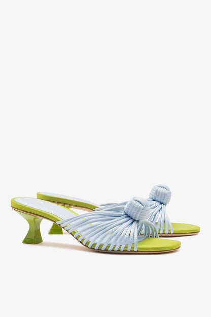 Valerie Mule Powder Blue and Green Satin