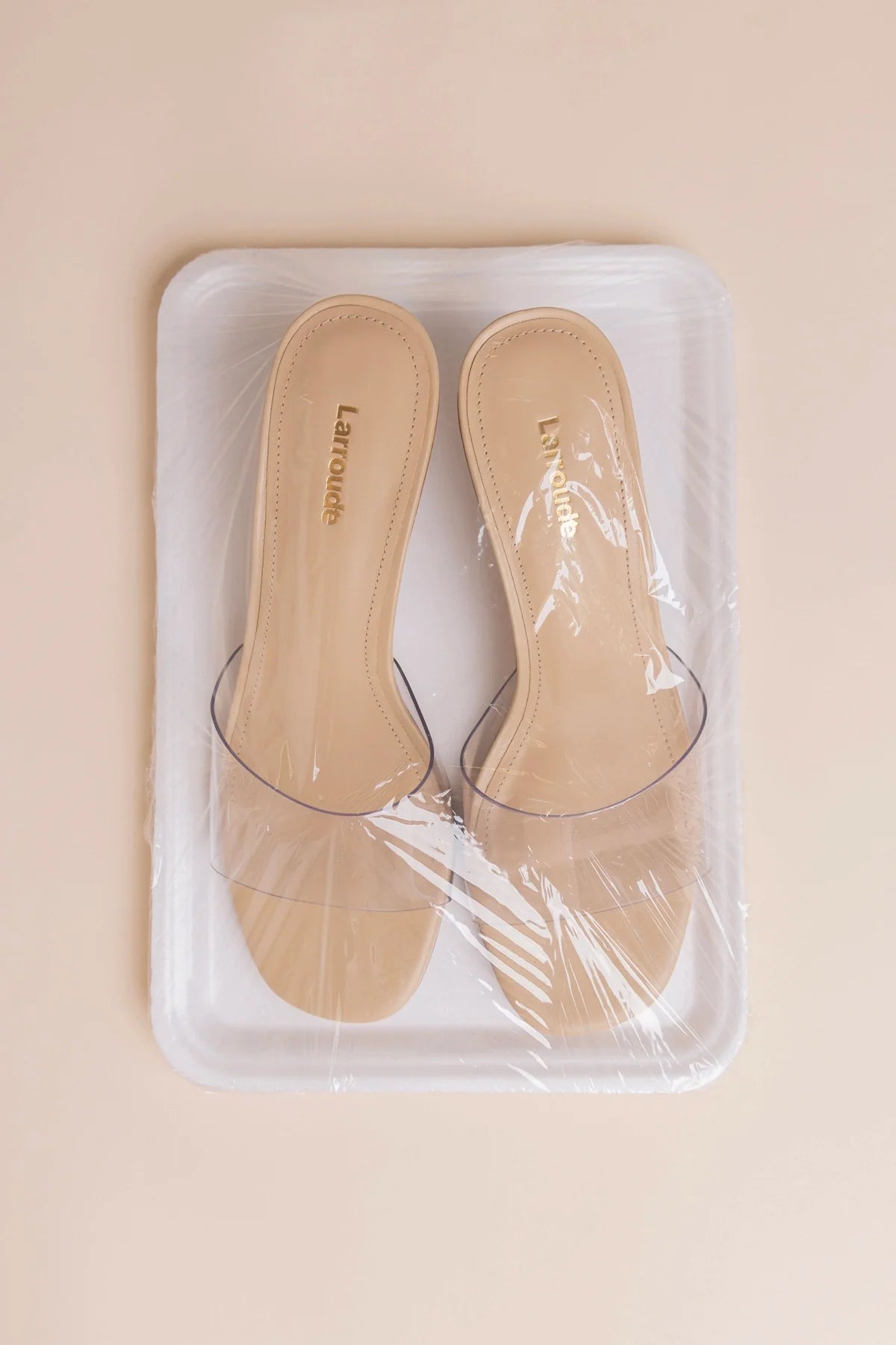 Vivi Lucite Clear Mule Sand Leather
