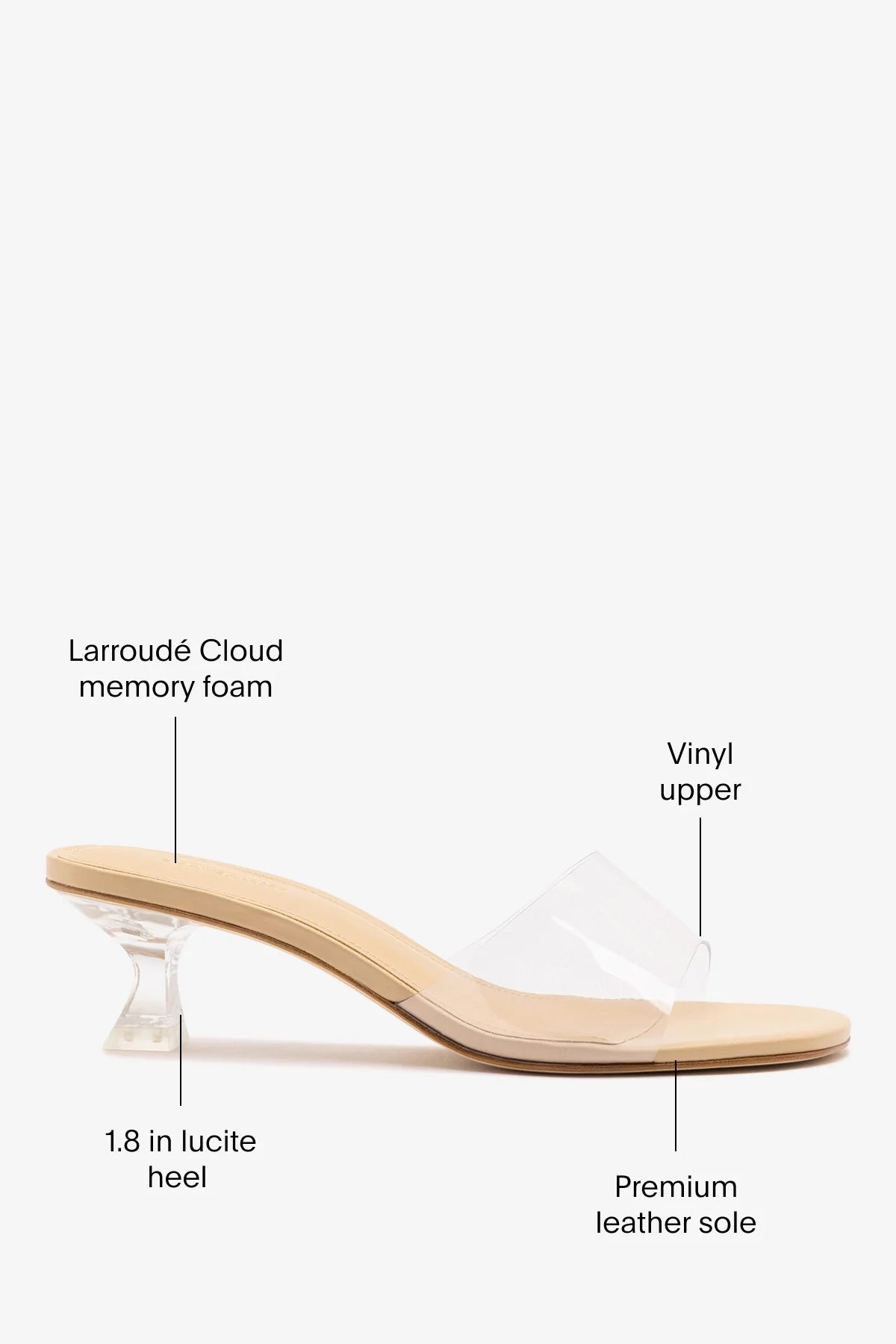 Vivi Lucite Clear Mule Sand Leather
