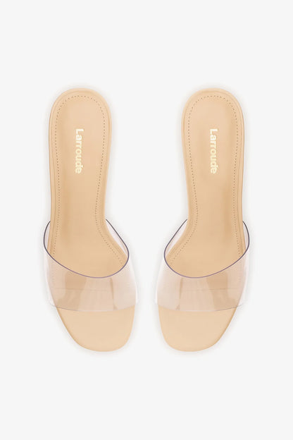 Vivi Lucite Clear Mule Sand Leather