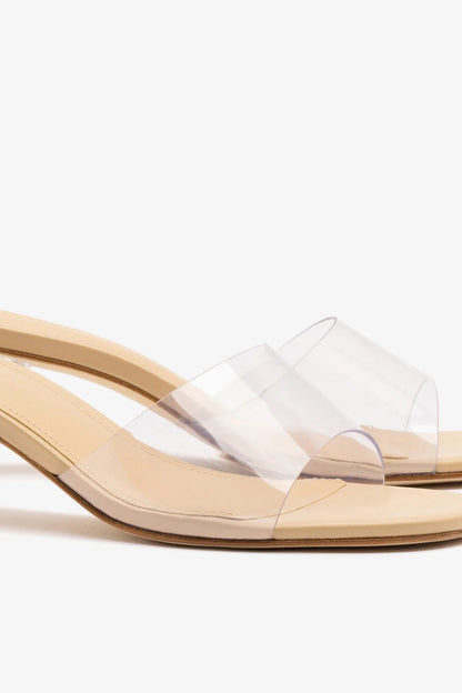 Vivi Lucite Clear Mule Sand Leather