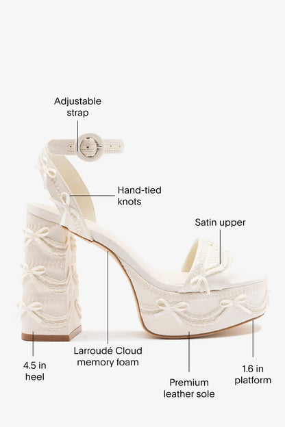 Larroudé x Tanner Fletcher: Dolly Cake&Lace Sandal White Satin