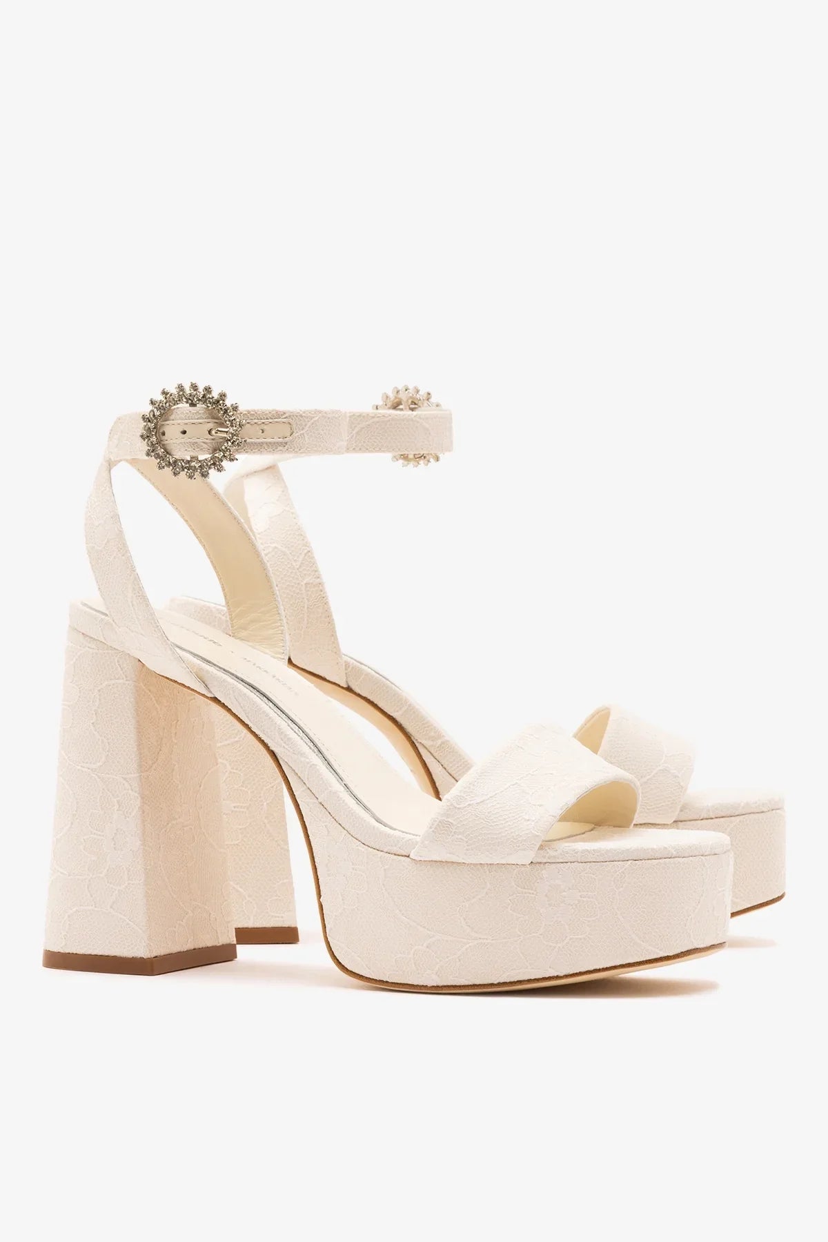 Larroudé x Markarian: Dolly Platform Sandal White Lace
