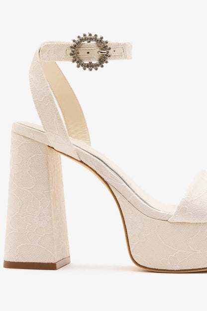 Larroudé x Markarian: Dolly Platform Sandal White Lace