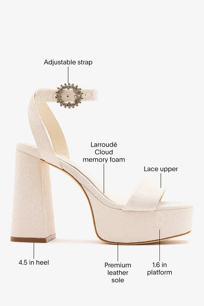 Larroudé x Markarian: Dolly Platform Sandal White Lace