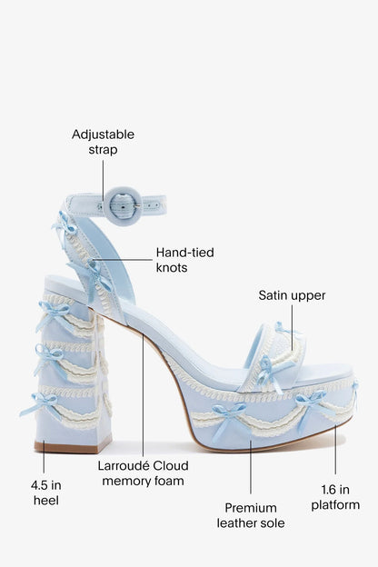 Larroudé x Tanner Fletcher: Dolly Cake&Lace Sandal Blue Satin