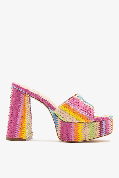Dolly Mule Rainbow Raffia