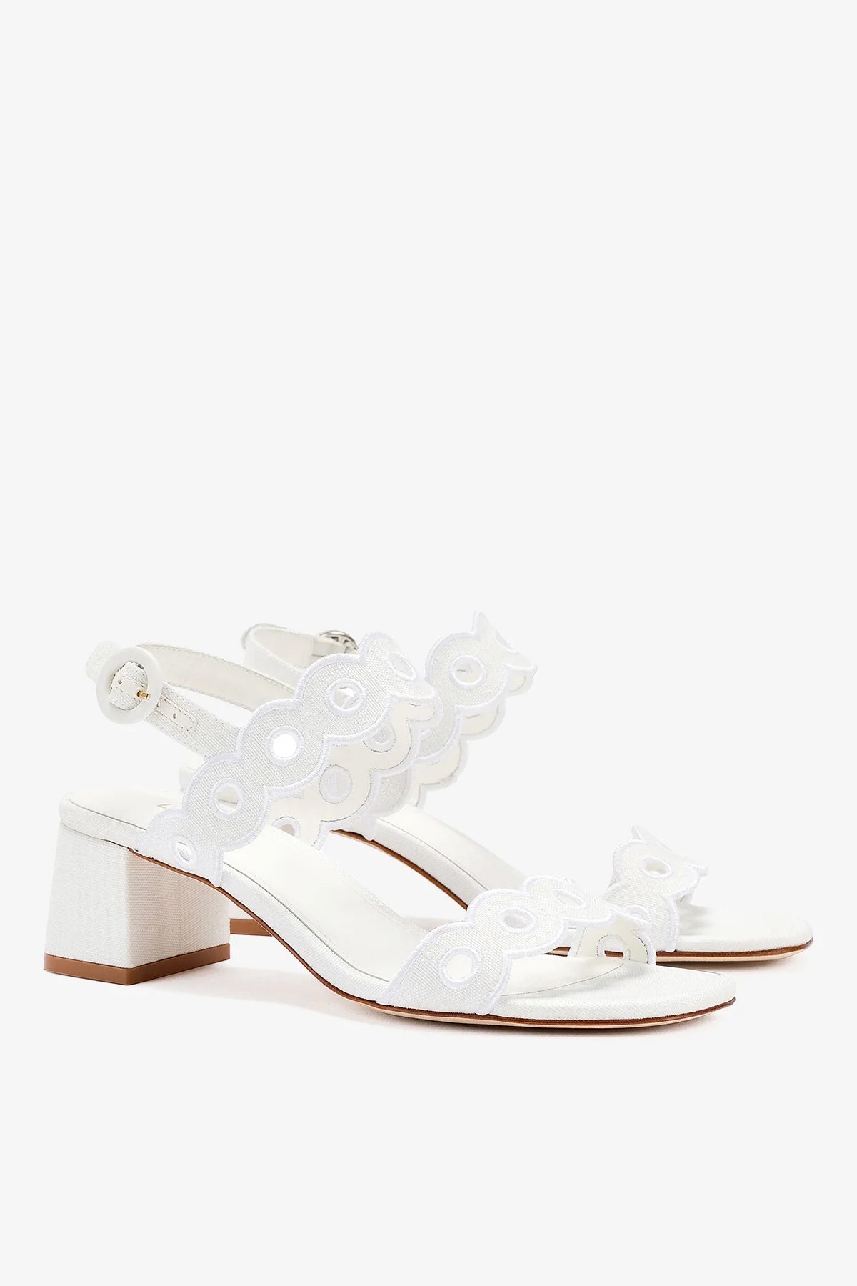 Florence Broderie Sandal In White Raffia