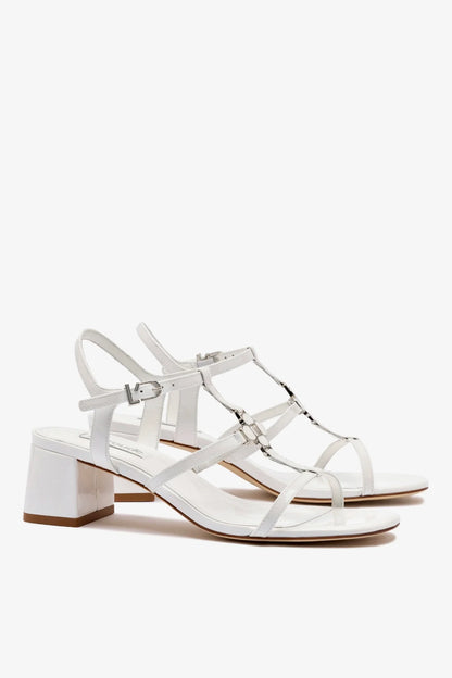 Hana Block In White Patent Leather