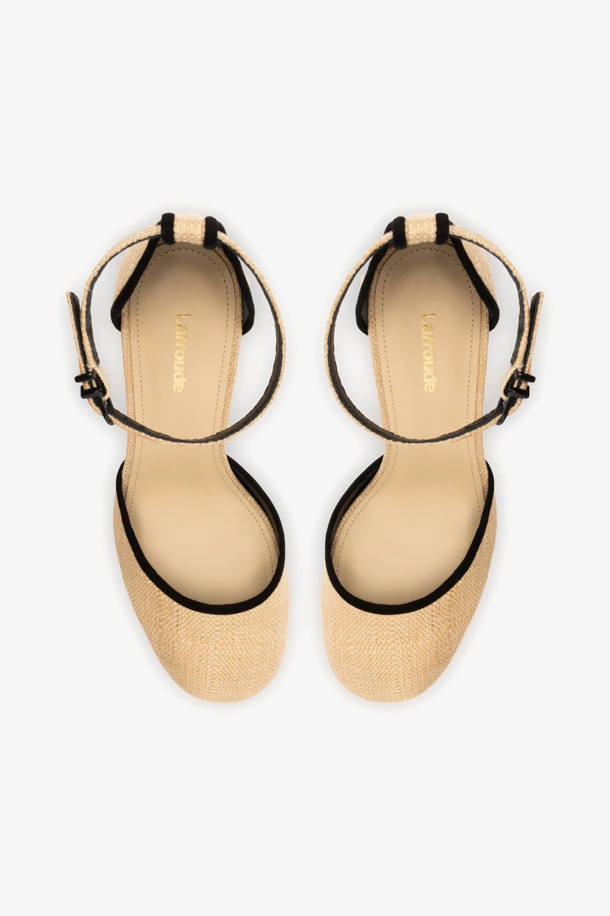 Ari Pump In Beige Raffia and Black Trimming
