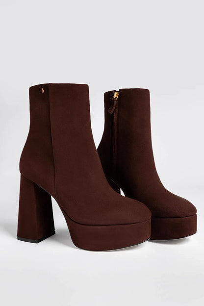 Dolly Platform Boot Brown Suede