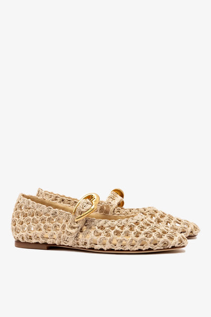 Verona Macrame In Beige Embroidered Raffia