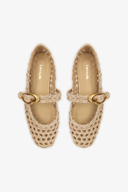 Verona Macrame In Beige Embroidered Raffia