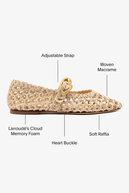 Verona Macrame In Beige Embroidered Raffia