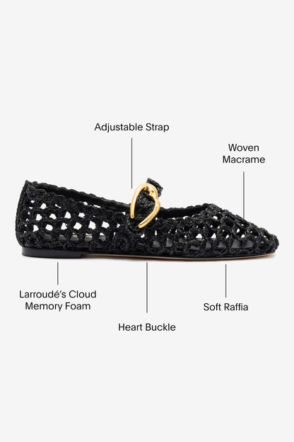 Verona Macrame In Black Embroidered Raffia