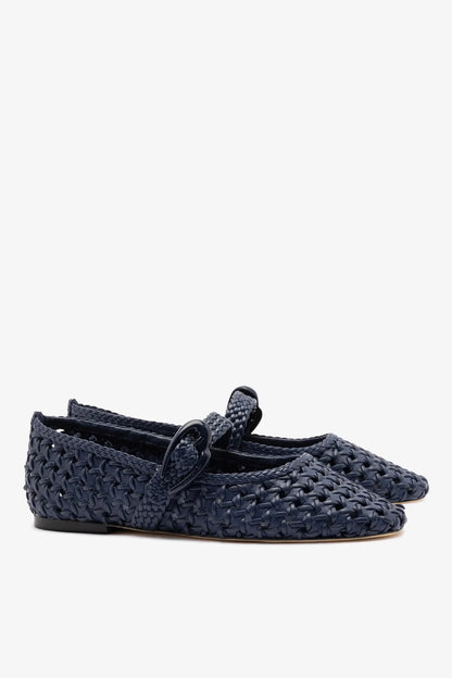 Verona New Macrame Ballet Flat In Navy Leather