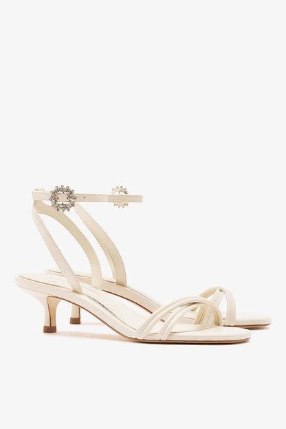 Larroudé x Markarian: Mini Annie Sandal Ivory Leather