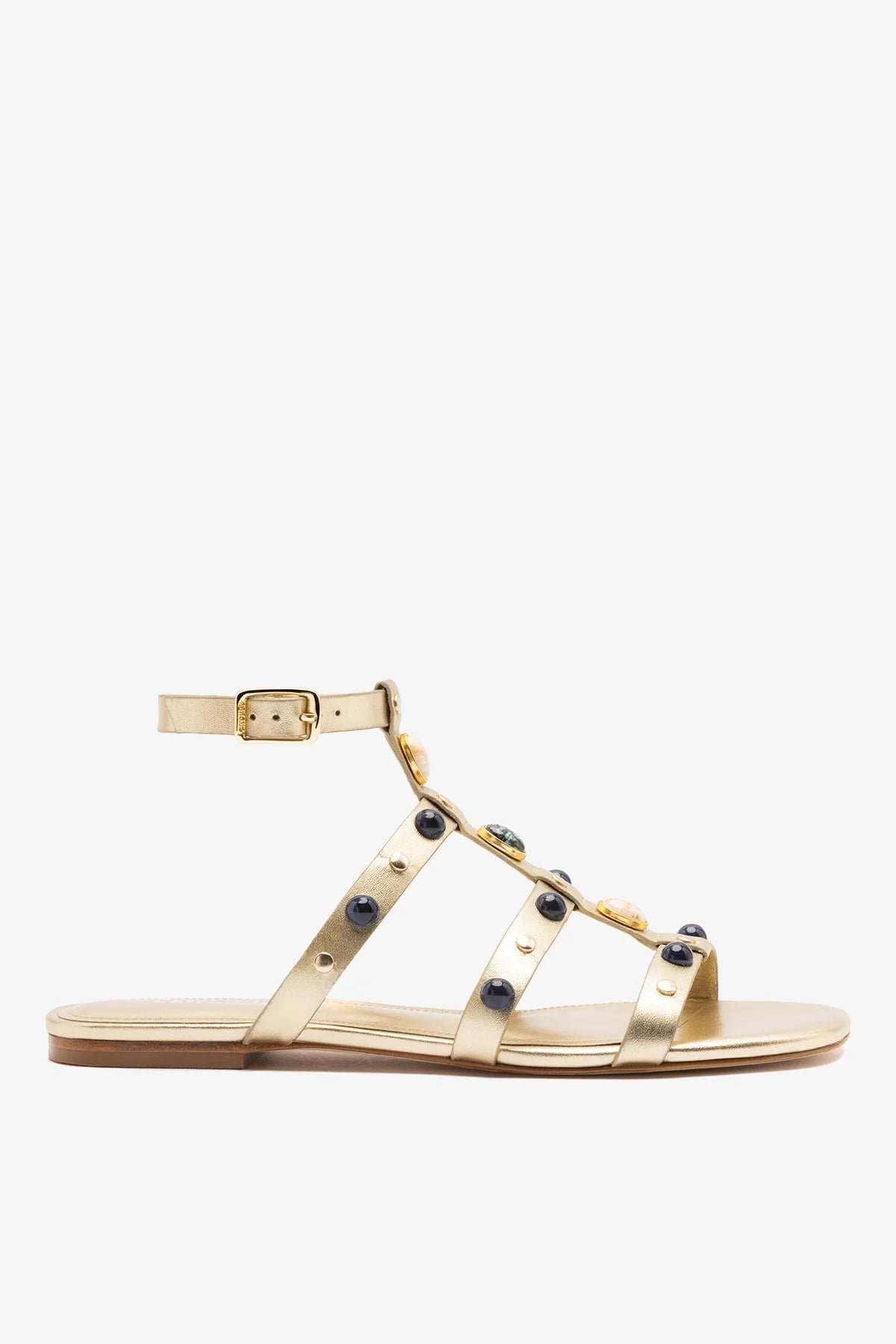 Amalfi Flat Sandal Platina Leather